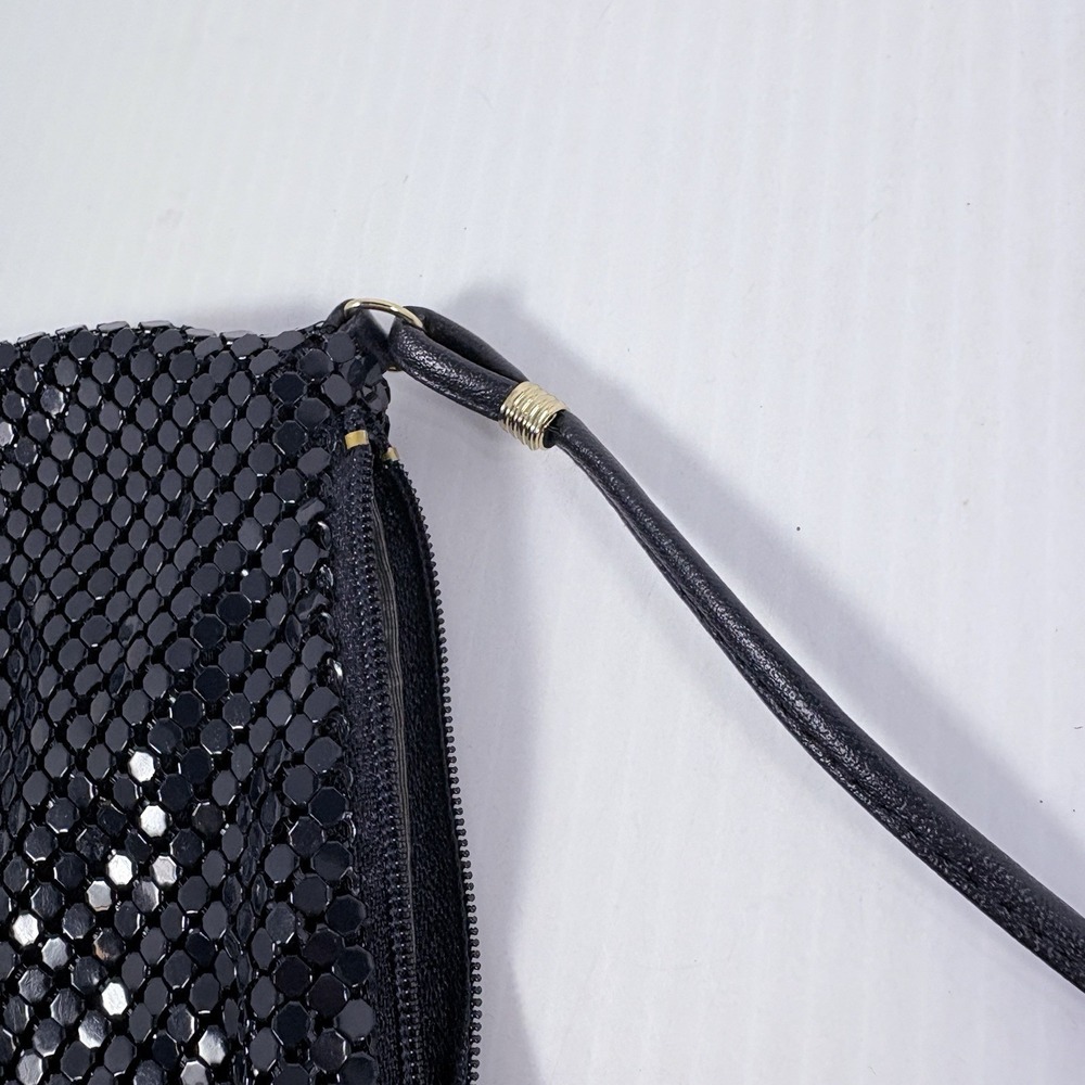 Vintage Whiting Davis Purse Black metal Mesh Flapper Bag - Picture 9 of 10